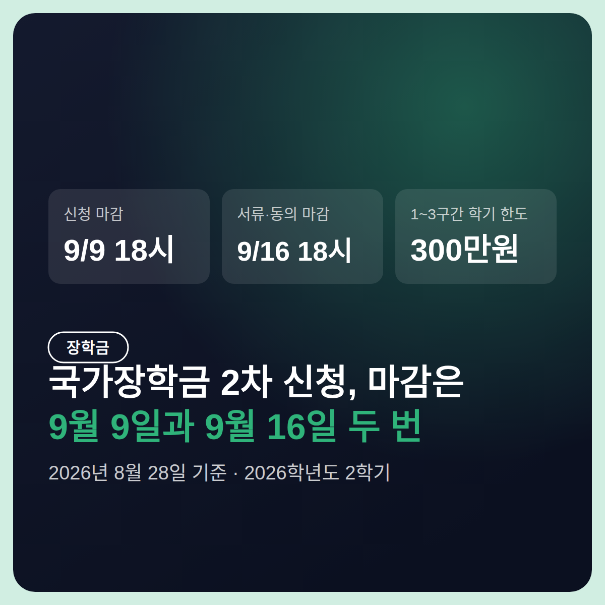 국가장학금 2차 신청, 9월 9일 마감 뒤에 9월 16일이 하나 더 있습니다