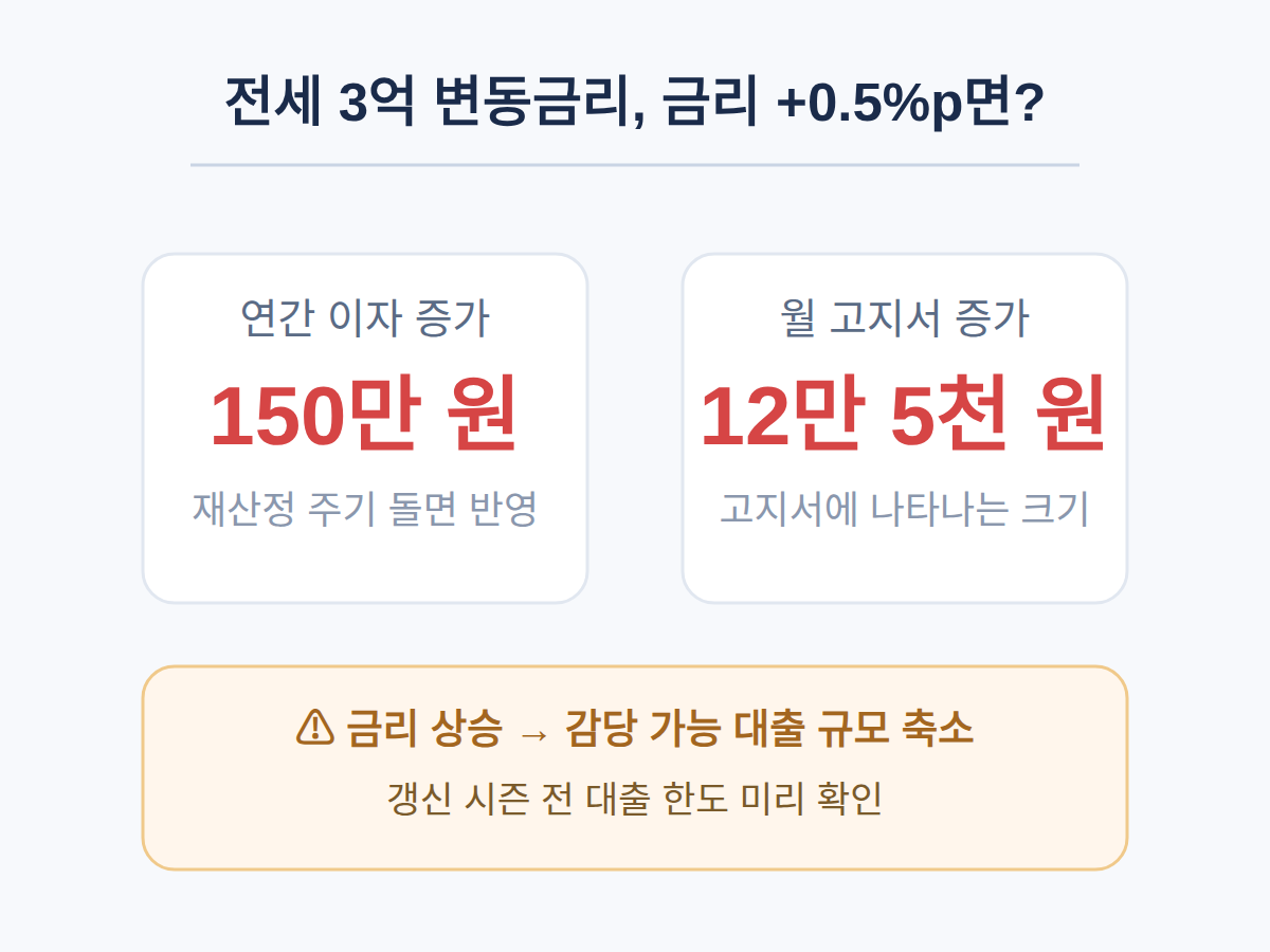 전세 3억 변동형, 이자가 얼마나 늘어나나
