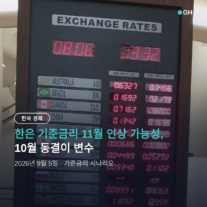 한은 기준금리 11월 인상 가능성, 10월 동결이 변수