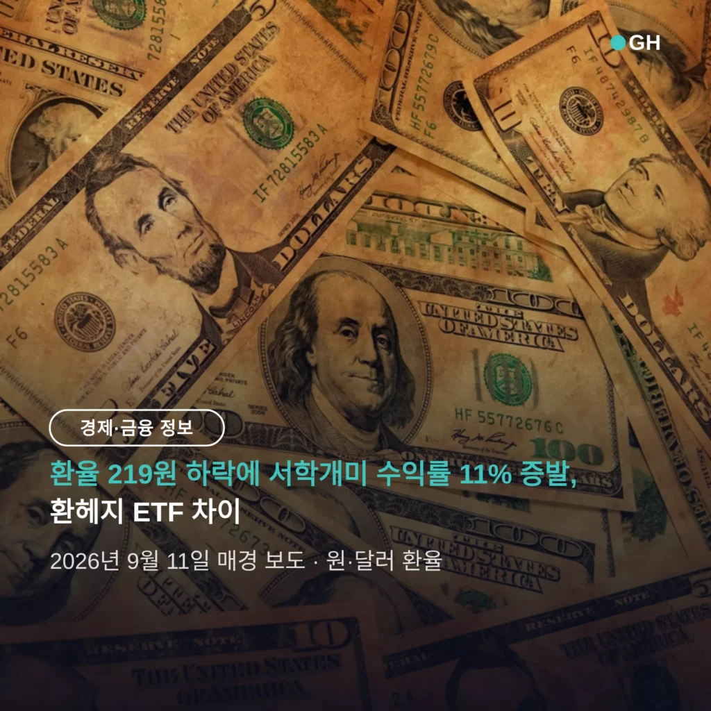 환헤지 ETF 차이, 환율 219원 하락에 서학개미 수익률 11% 증발