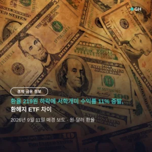 환헤지 ETF 차이, 환율 219원 하락에 서학개미 수익률 11% 증발