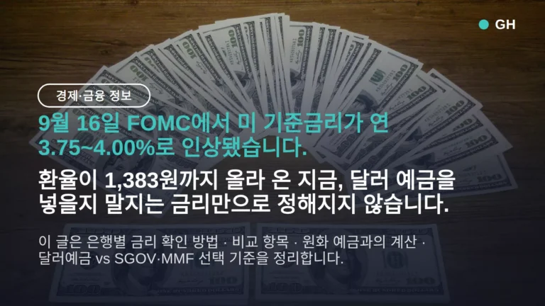 달러 예금 금리 비교, 뭘 봐야 하나 — 9월 16일 금리 인상 후 확인할 것 3가지