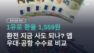 1유로 환율 1,559원, 환전 지금 사도 되나? 앱 우대·공항 수수료 비교