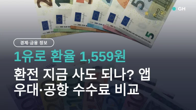 1유로 환율 1,559원, 환전 지금 사도 되나? 앱 우대·공항 수수료 비교