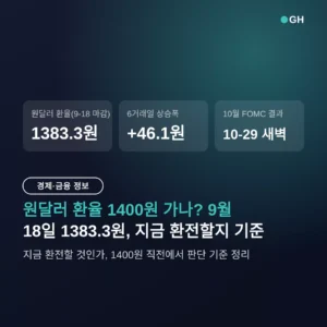 원달러 환율 1400원 가나? 9월 18일 1383.3원, 지금 환전할지 기준