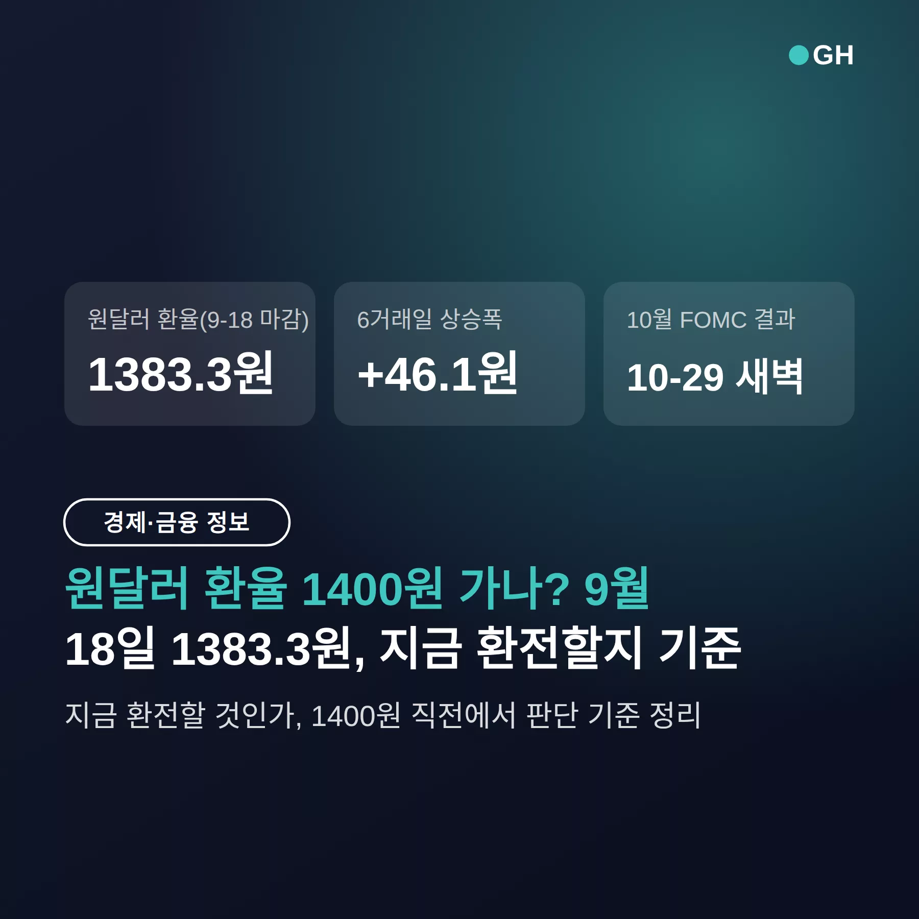 원달러 환율 1400원 가나? 9월 18일 1383.3원, 지금 환전할지 기준