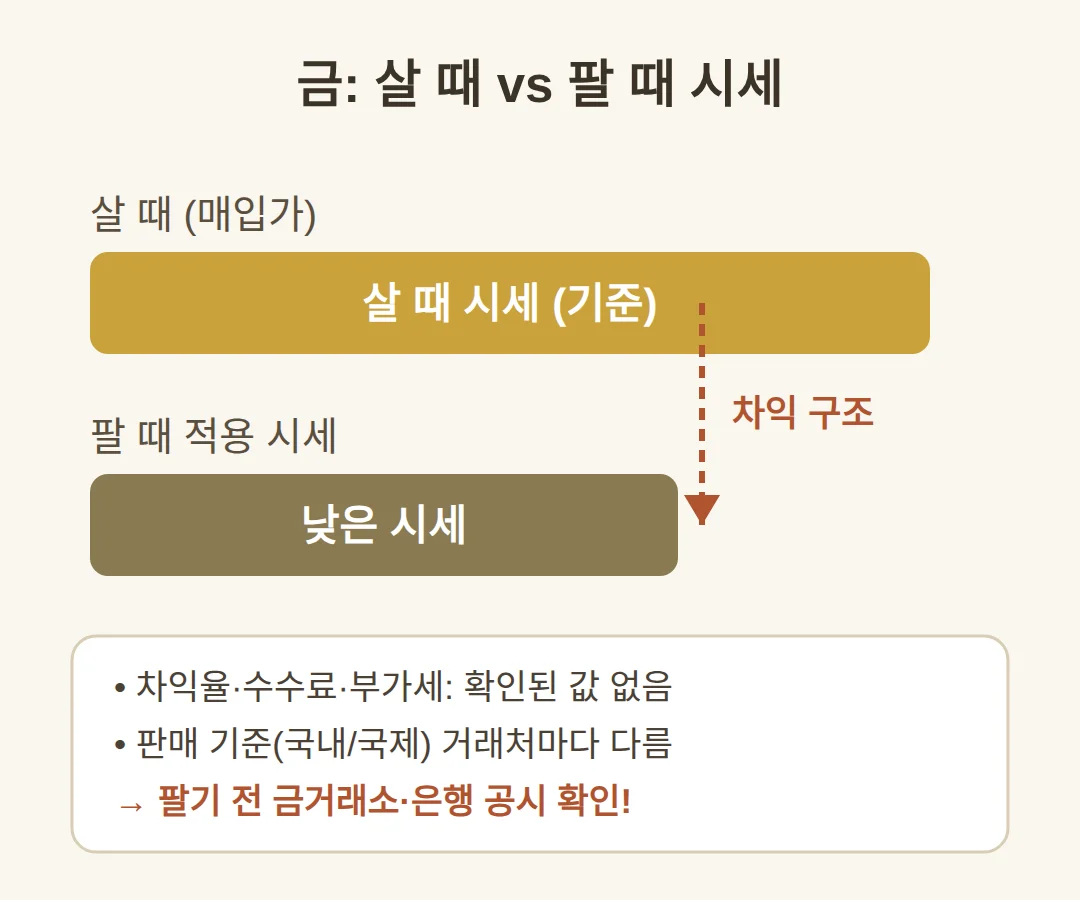 금 팔 때 시세는 살 때와 얼마나 다른가