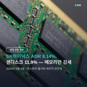 아스트라 메모리 반도체: SK하이닉스 ADR 8.14% 뛰었고, 다음 관문은 9/11 CPI