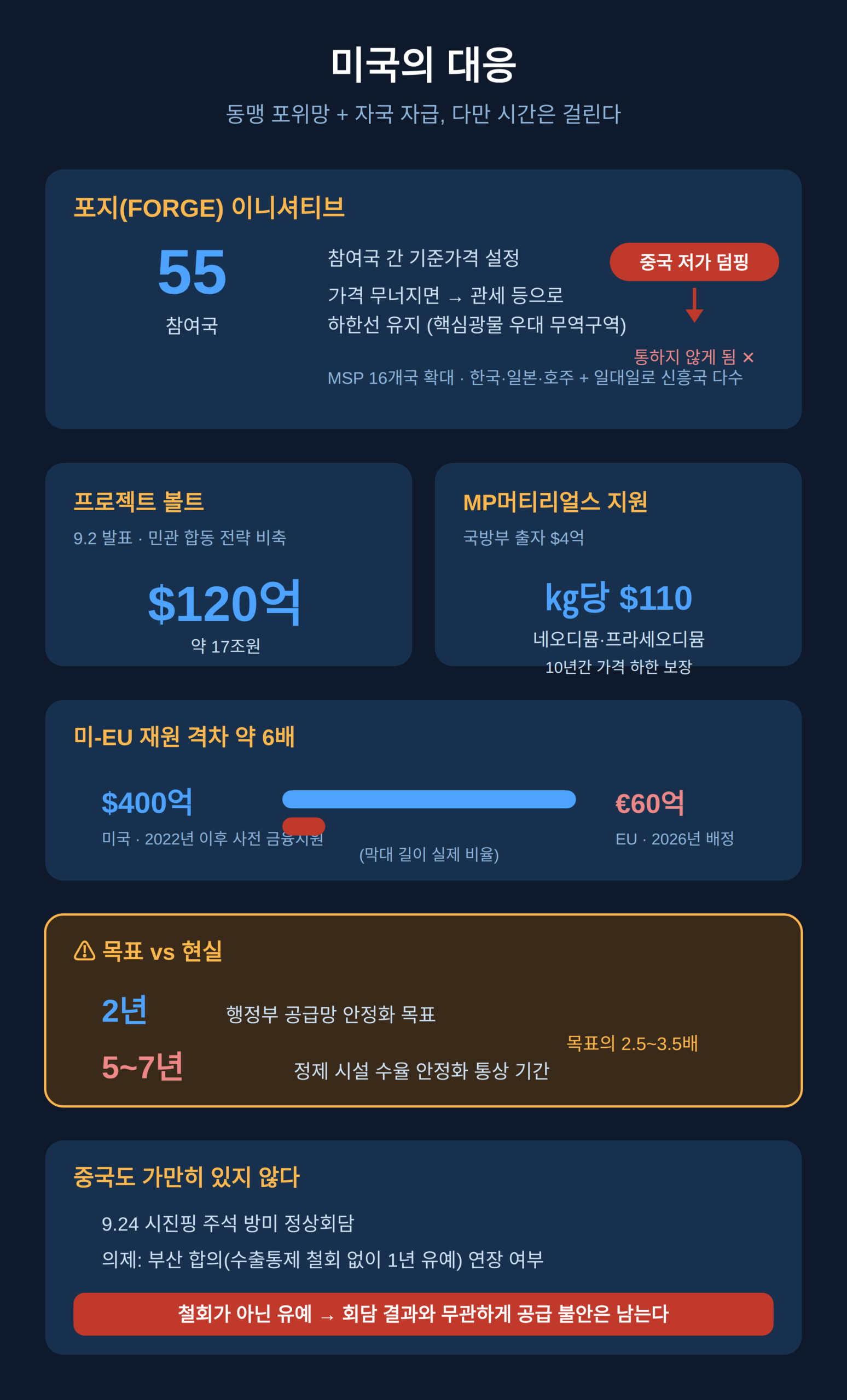 미국의 대응 — 포지 이니셔티브와 자급 노력