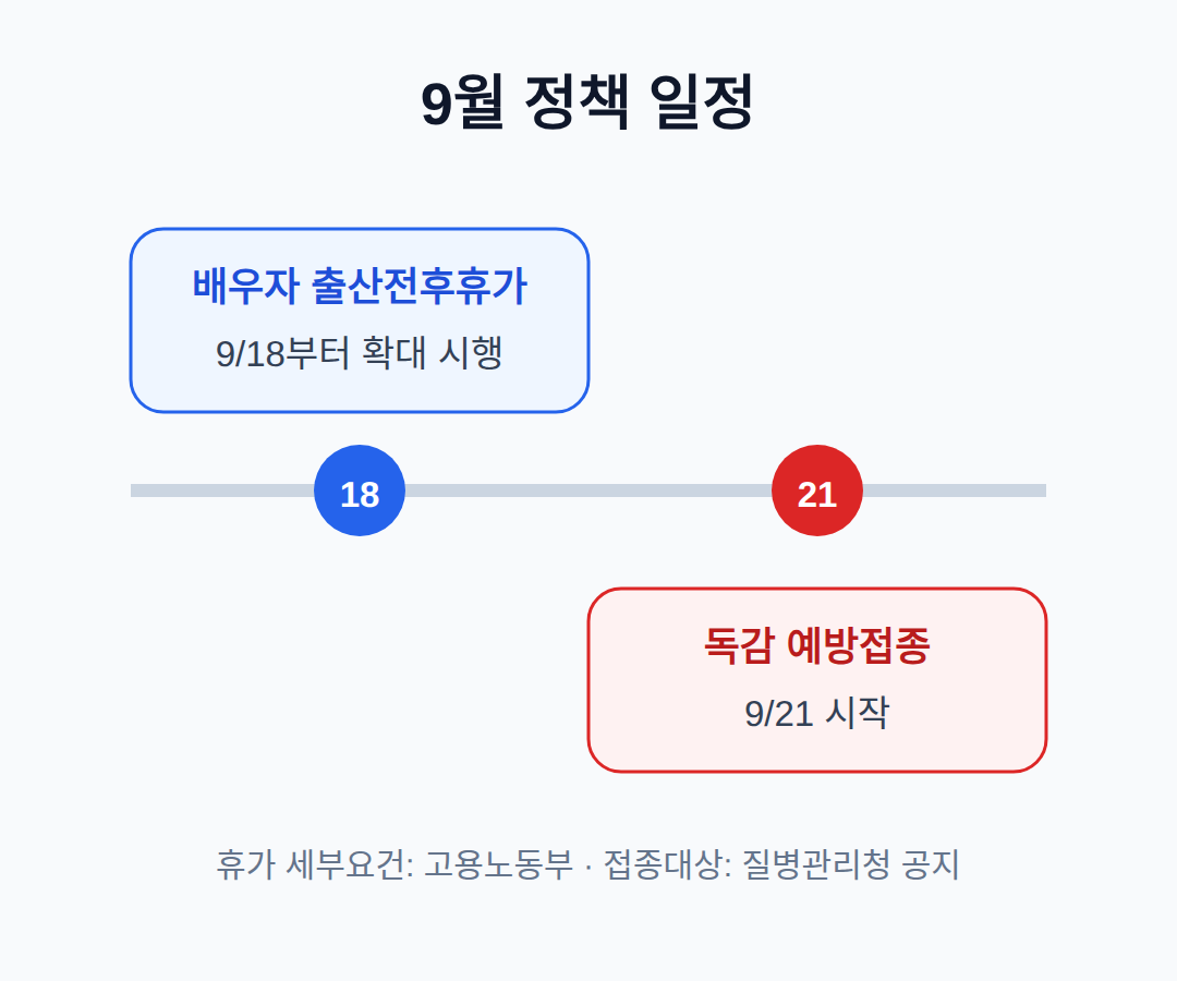 9월 18일 출산전후휴가 확대와 9월 21일 독감 접종