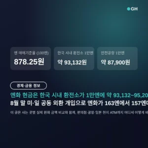 엔화 현금 환전 어디서 — 시내 환전소가 1만엔에 약 93,132원으로 가장 싼 조건