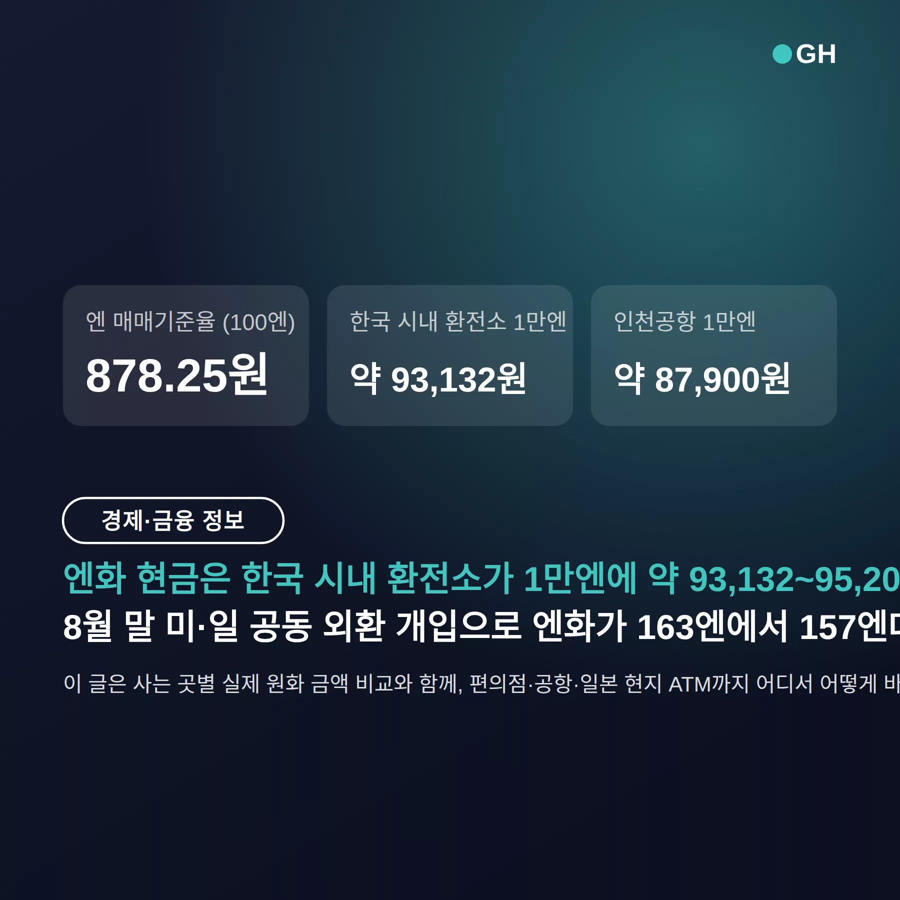 엔화 현금 환전 어디서 — 시내 환전소가 1만엔에 약 93,132원으로 가장 싼 조건